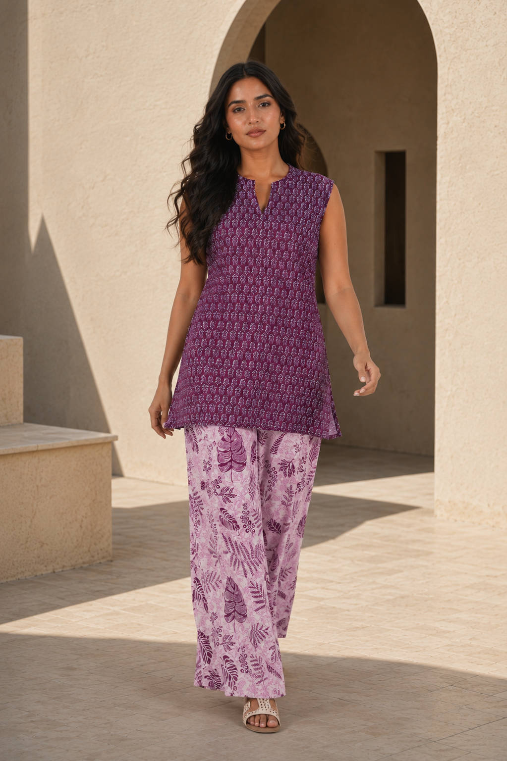 Wine Paisley Pure Cotton Coord Set