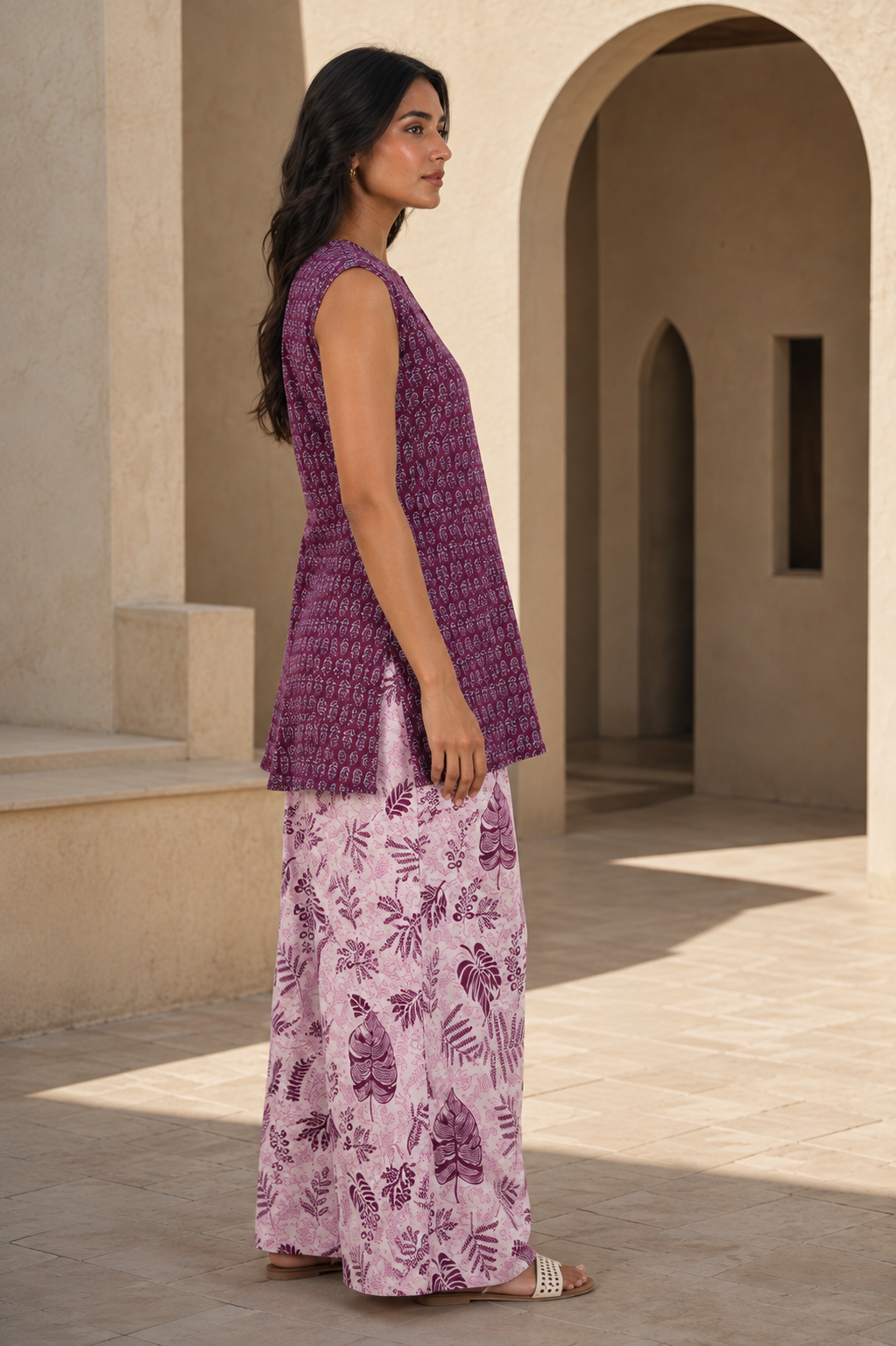 Wine Paisley Pure Cotton Coord Set