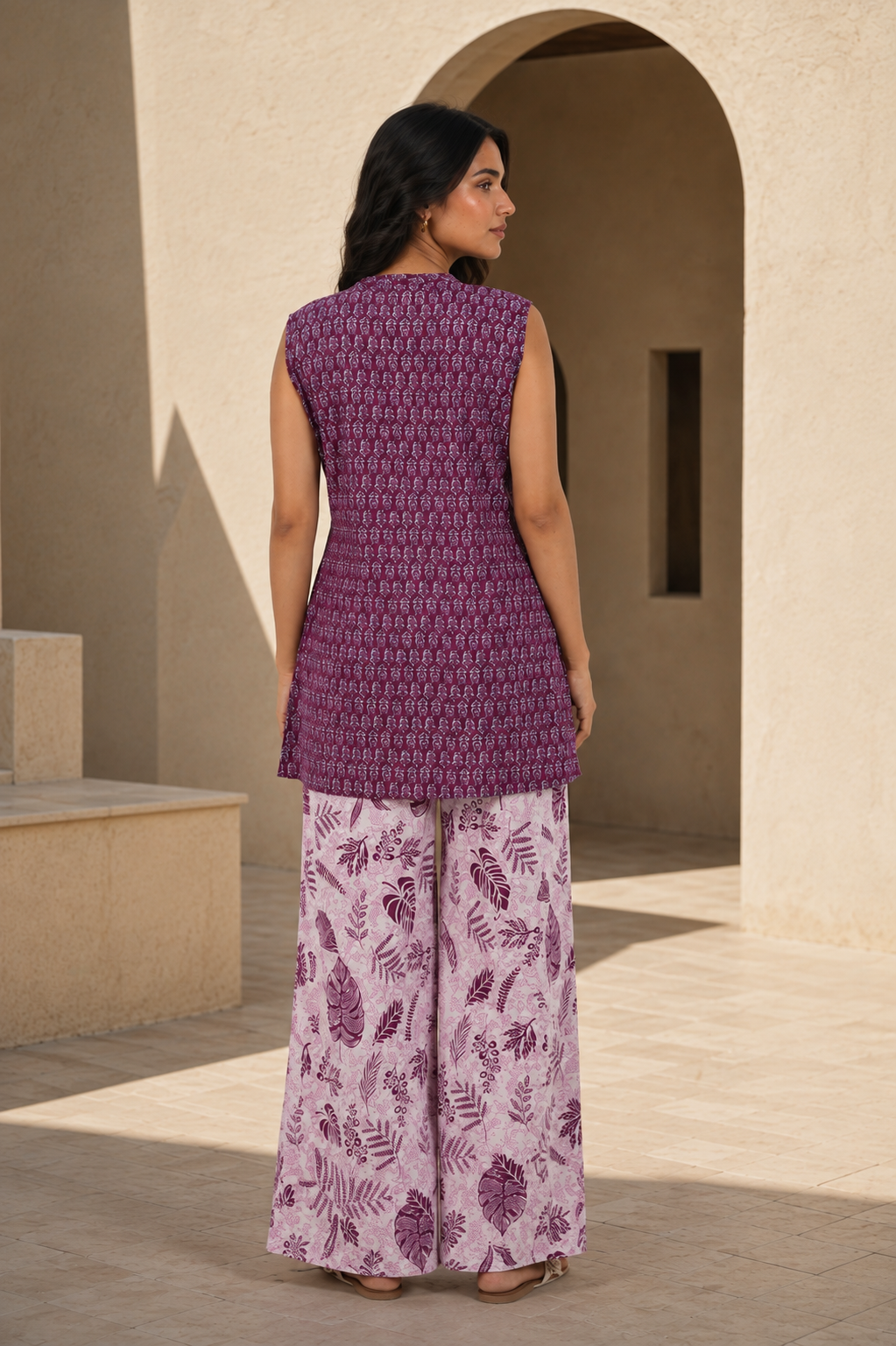 Wine Paisley Pure Cotton Coord Set