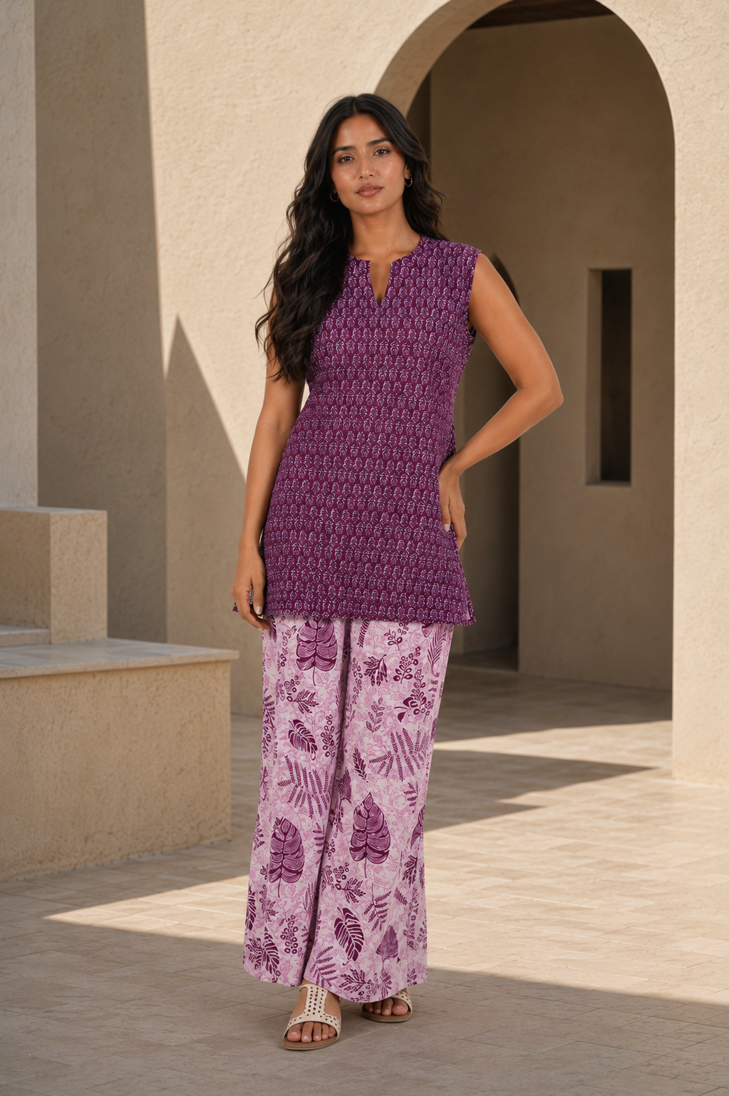 Wine Paisley Pure Cotton Coord Set