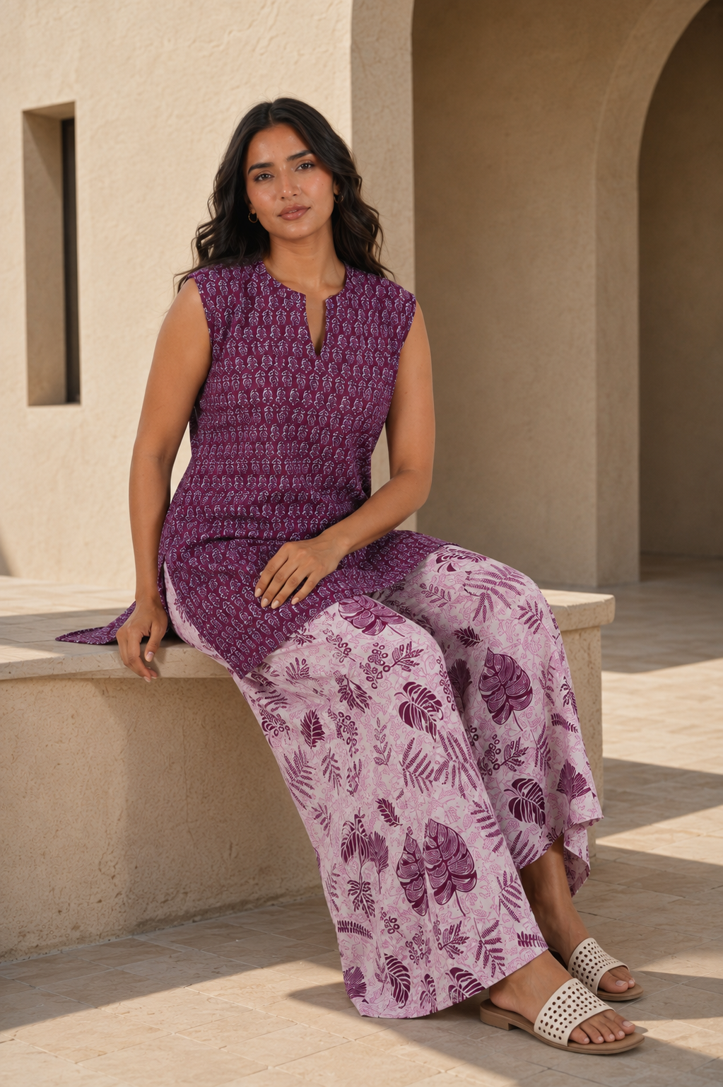 Wine Paisley Pure Cotton Coord Set