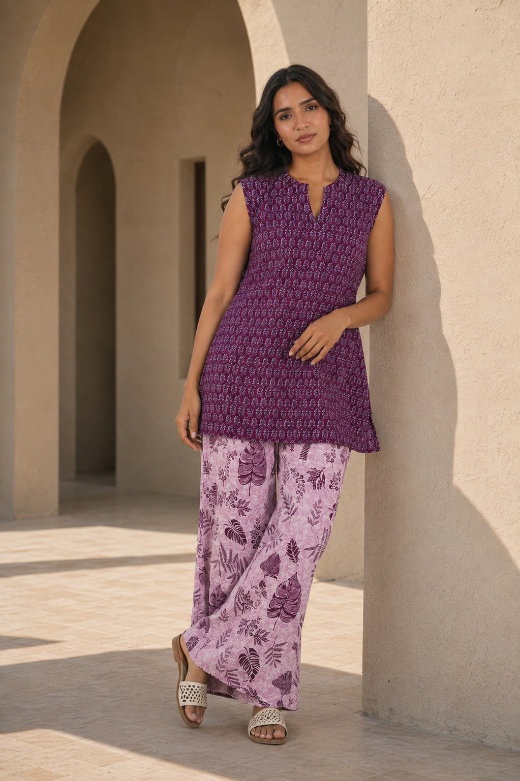 Wine Paisley Pure Cotton Coord Set