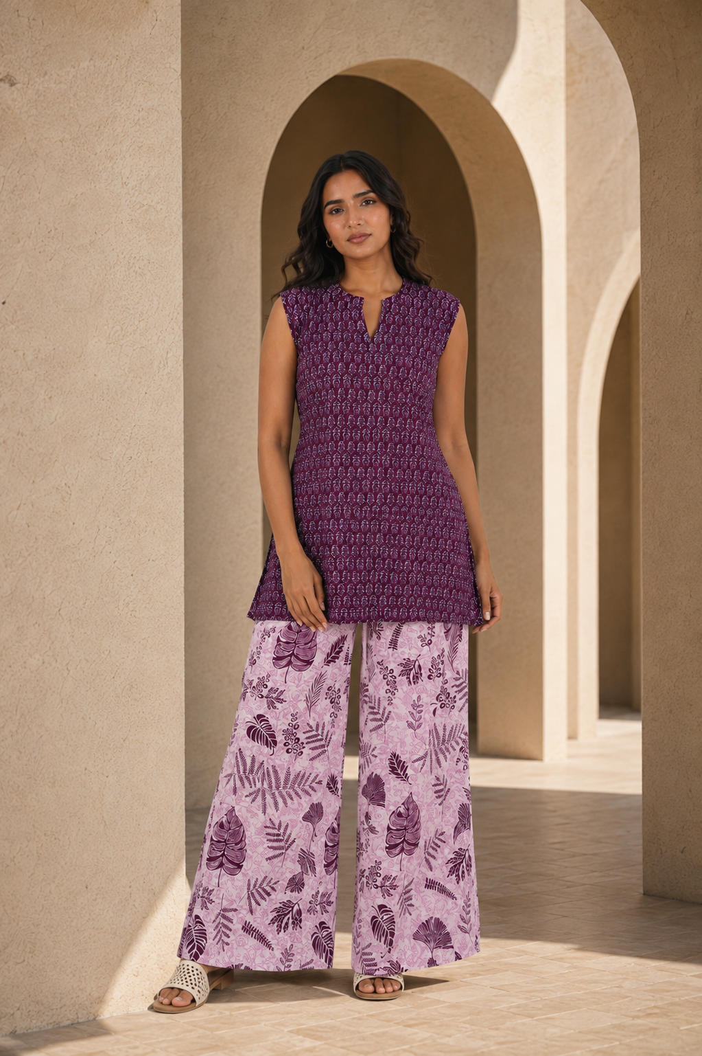 Wine Paisley Pure Cotton Coord Set