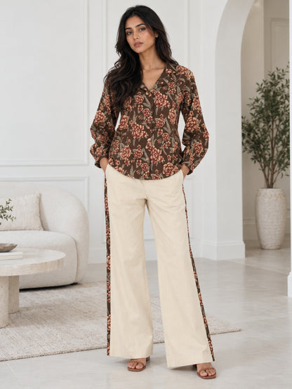 Brown Floral Pure Cotton Co-ord Set