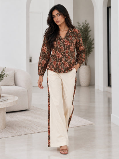 Brown Floral Pure Cotton Co-ord Set
