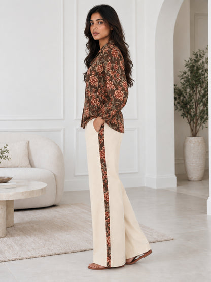 Brown Floral Pure Cotton Co-ord Set