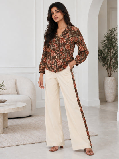 Brown Floral Pure Cotton Co-ord Set