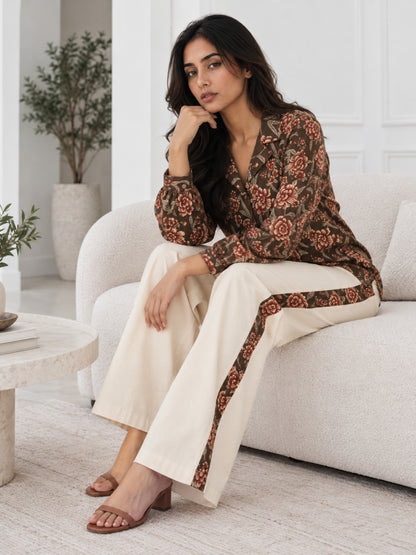Brown Floral Pure Cotton Co-ord Set